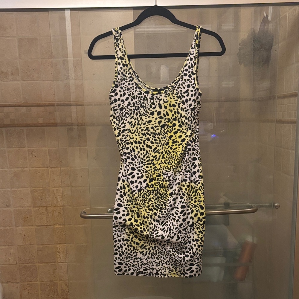 Forever 21 Yellow and Black Animal Print Mini Dress
